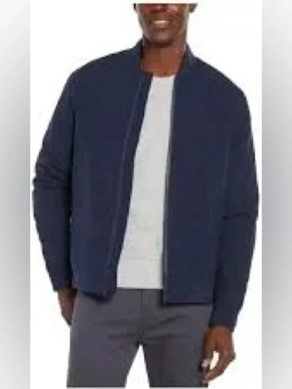 Banana Republic Men's Water-Resistant Flight Bomber Jacket in navy blue